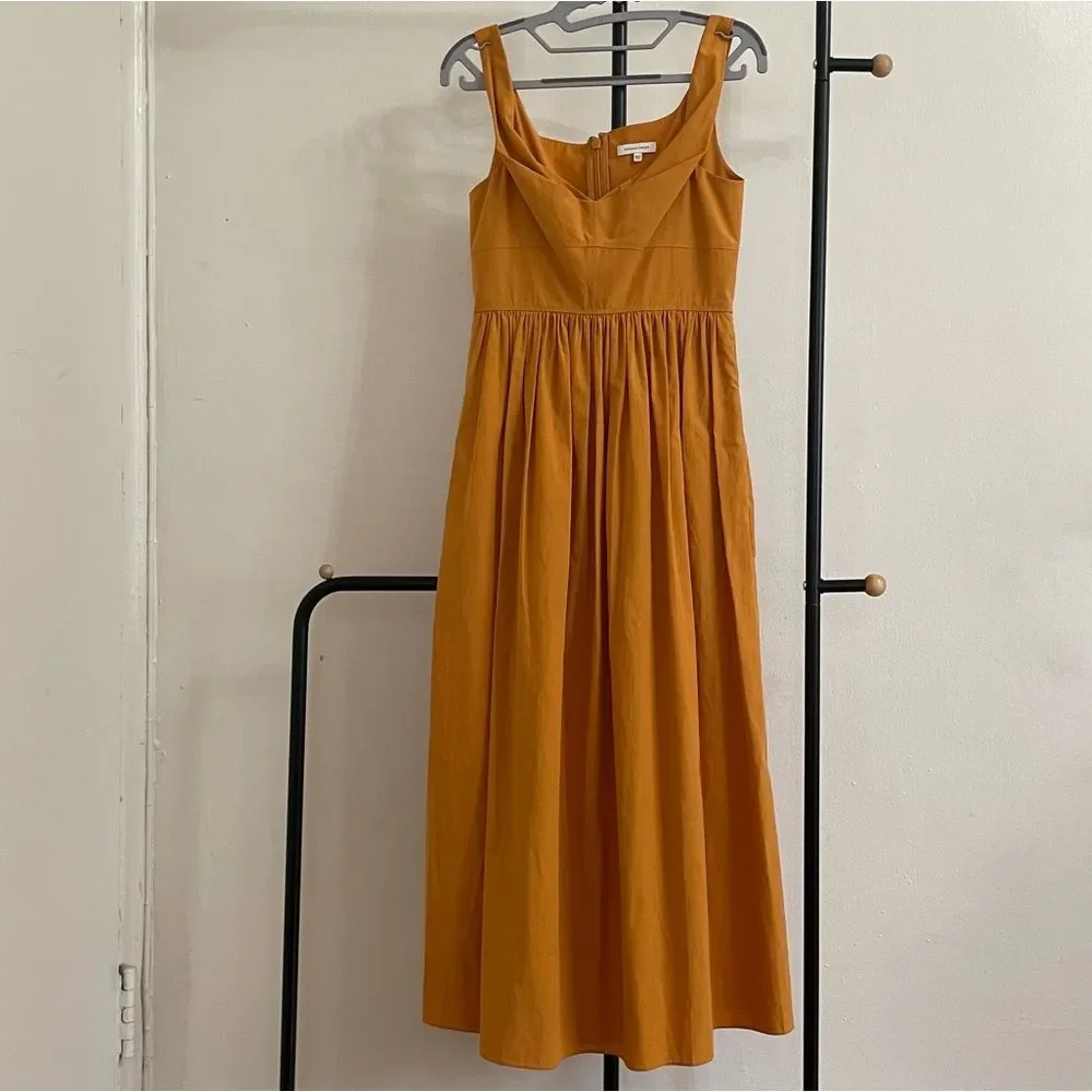 Rebecca Taylor | Slub Sateen A-Line Midi Dress | Tigerlily | Size XS - Picture 6 of 7
